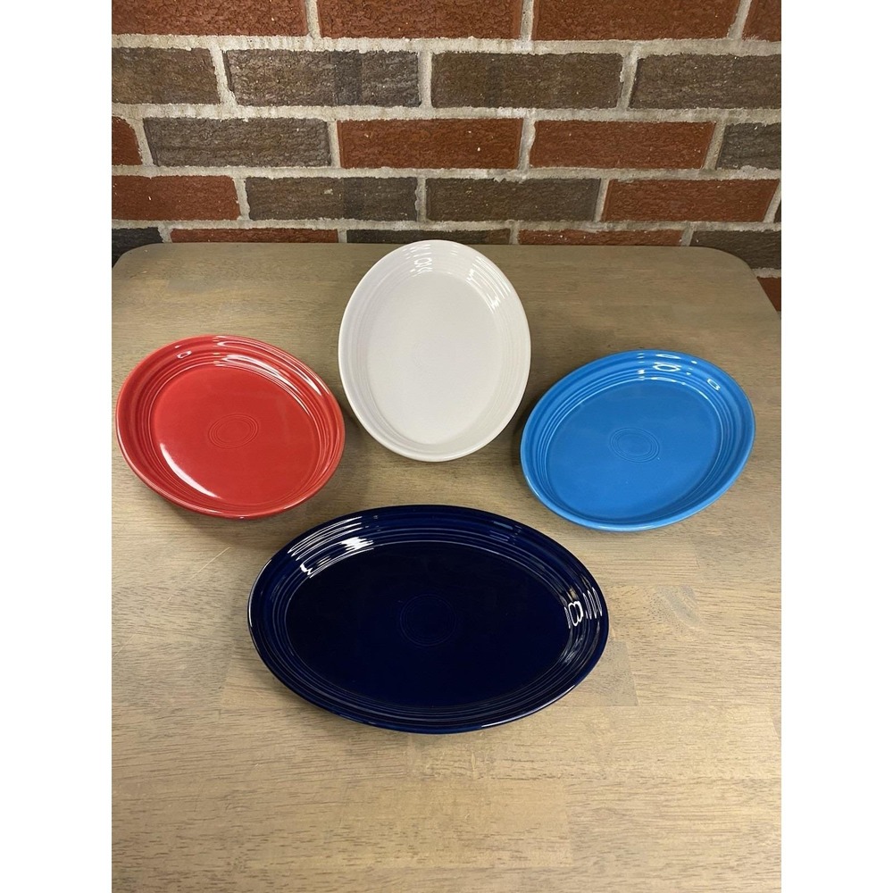 FIESTA Small Plate/Oval Platter Red, White, Light & Dark Blues 9 5/8"